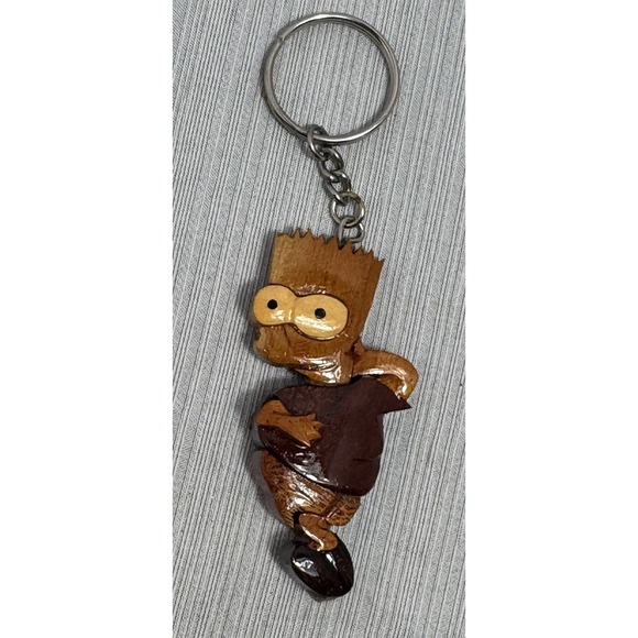 Vintage Bart Simpson Wooden Keychain New Old stock - Picture 1 of 3